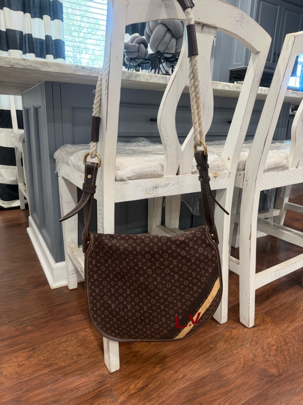 Louis Vuitton Brown Monogram Crossbody with Red and Gold Accent
